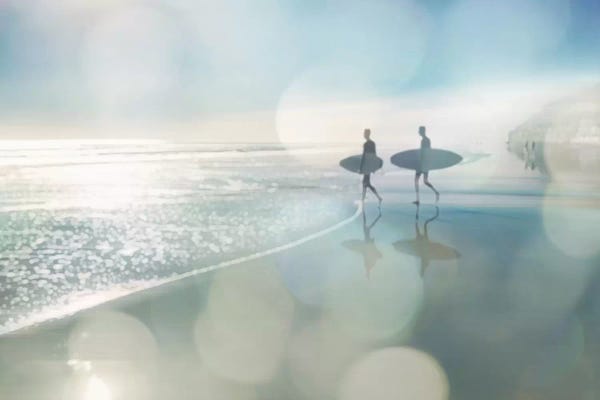 Large Coastal Art - Canvas Prints: Surfers by Devon Davis