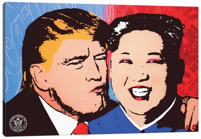 Kiss And Make Up Canvas Art Print - Kim Jong-un