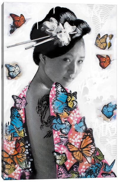 Lady O' Butterflies Canvas Art Print - D13EGO