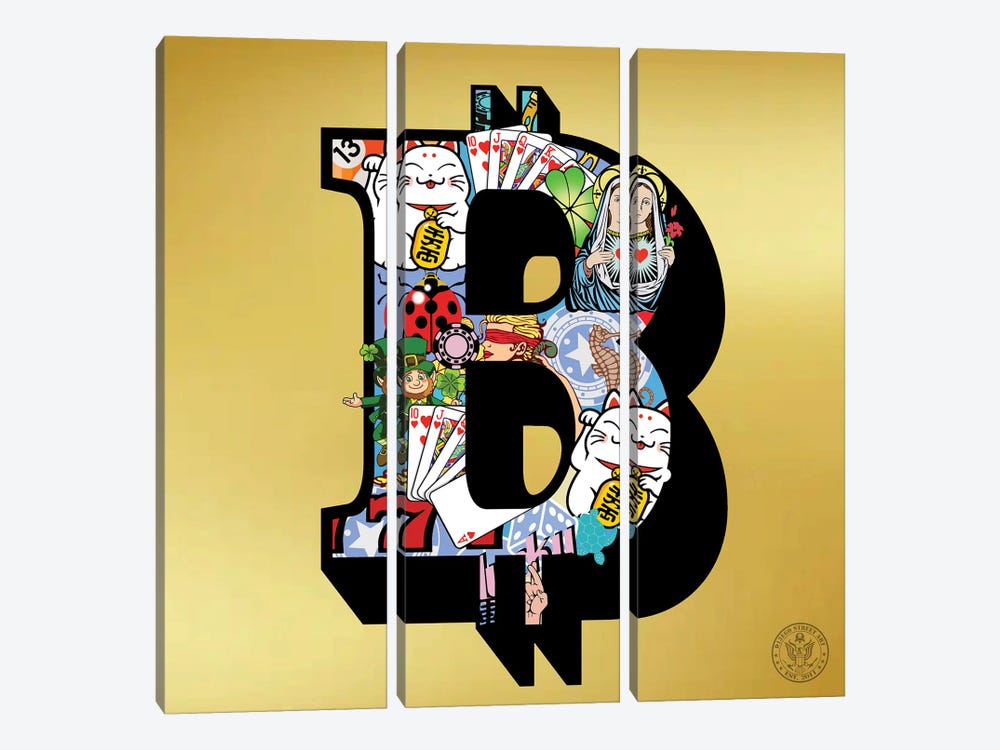 Lucky Bitcoin by D13EGO 3-piece Canvas Print