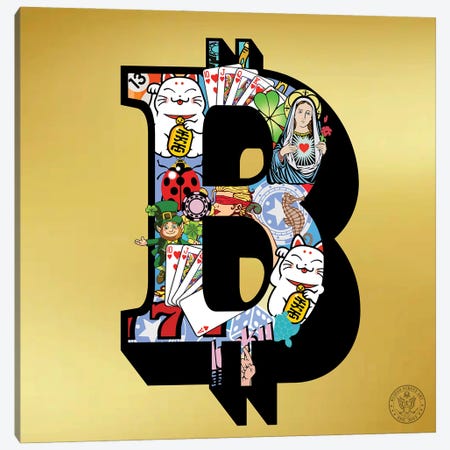 Lucky Bitcoin Canvas Print #DEG49} by D13EGO Canvas Art