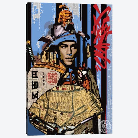 Blue Samurai Canvas Print #DEG4} by D13EGO Art Print