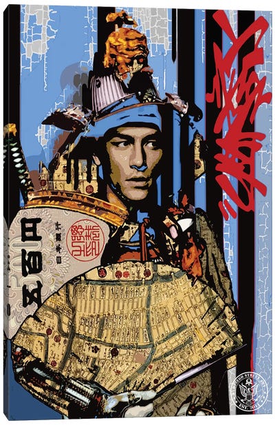 Blue Samurai Canvas Art Print - Bruce Lee