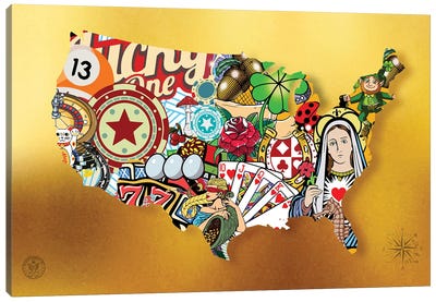 United States Of Luck Canvas Art Print - USA Maps