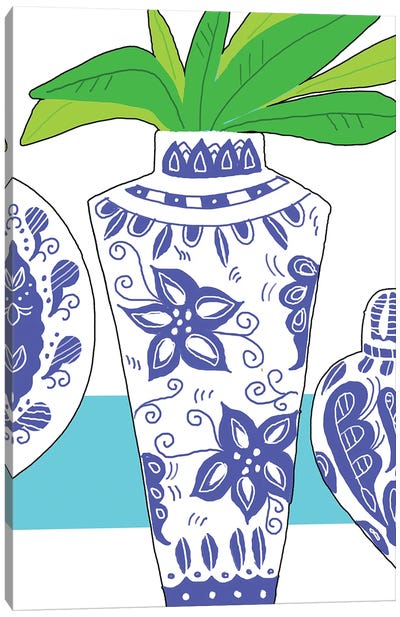 Blue Vase I Canvas Art Print - Floral Pattern Collection