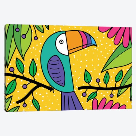 Brightly Colored Toucan Canvas Print #DEI9} by Deidre Mosher Canvas Wall Art