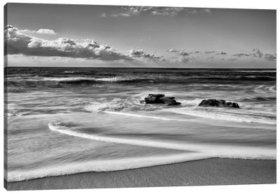 Whispering Sands Beach Canvas Art Print - Black & White Photography