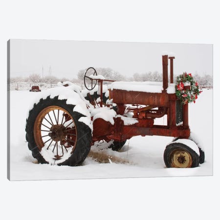 Christmas Tractor Canvas Print #DEL211} by Danita Delimont Canvas Artwork