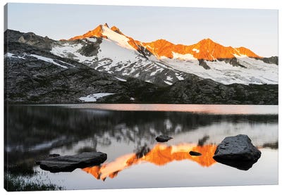 Sunrise At Upper Lake Gerlos Canvas Art Print - Mountains Scenic Photography