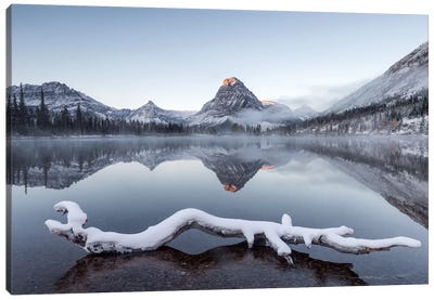 Two Medicine Valley After Snowfall Canvas Art Print - Snowy Mountain Art