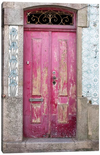 Portuguese Door Canvas Art Print - Pink Art