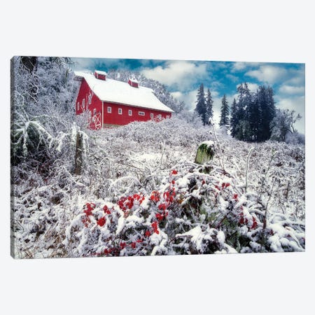 Snowy Barn Canvas Print #DEN1022} by Dennis Frates Canvas Art Print