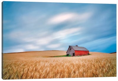 Wheat Barn Sunrise Canvas Art Print - Dennis Frates