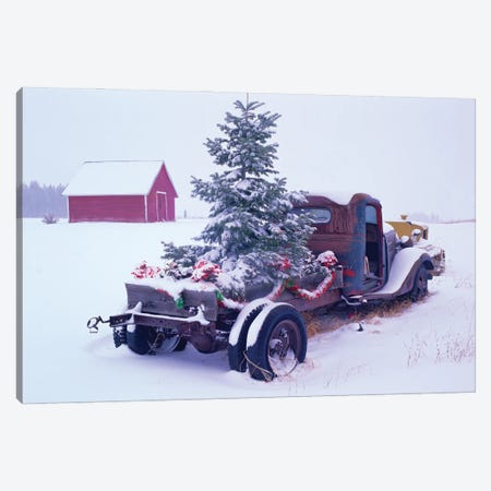 Truck Christmas Tree Canvas Print #DEN1055} by Dennis Frates Art Print