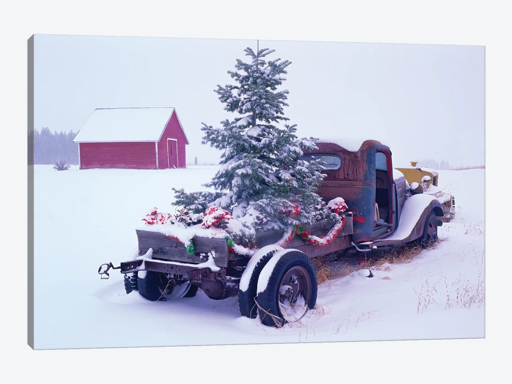 Truck Christmas Tree by Dennis Frates 1-piece Canvas Print