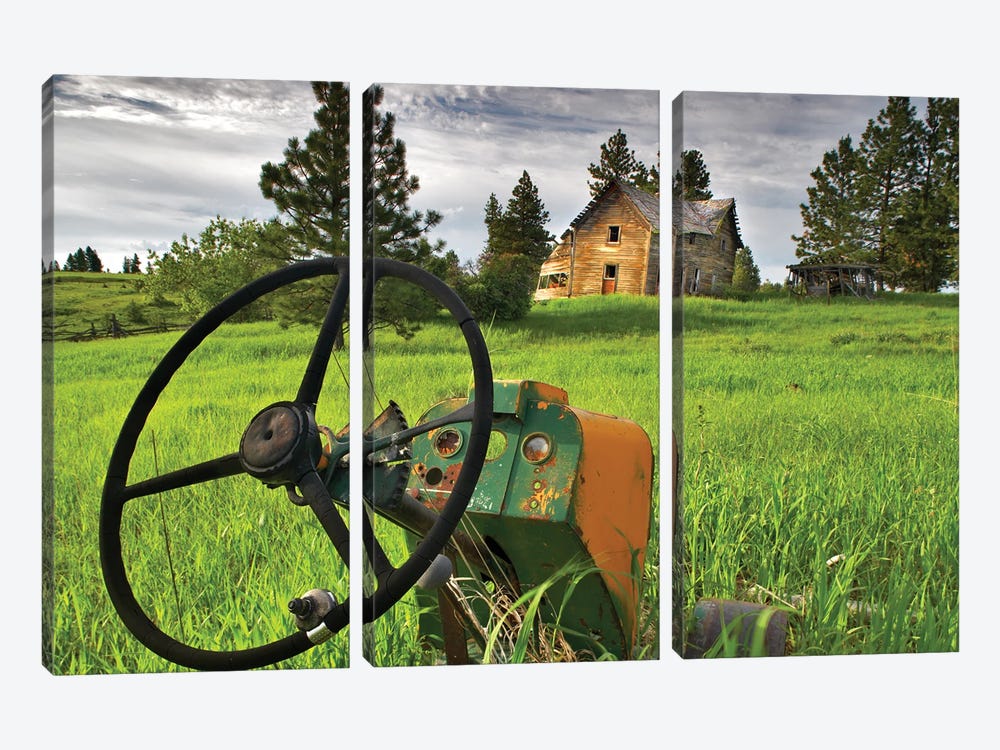 Abandoned Tractor by Dennis Frates 3-piece Canvas Art Print