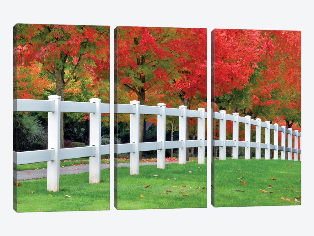 Autumn Fence by Dennis Frates 3-piece Canvas Wall Art