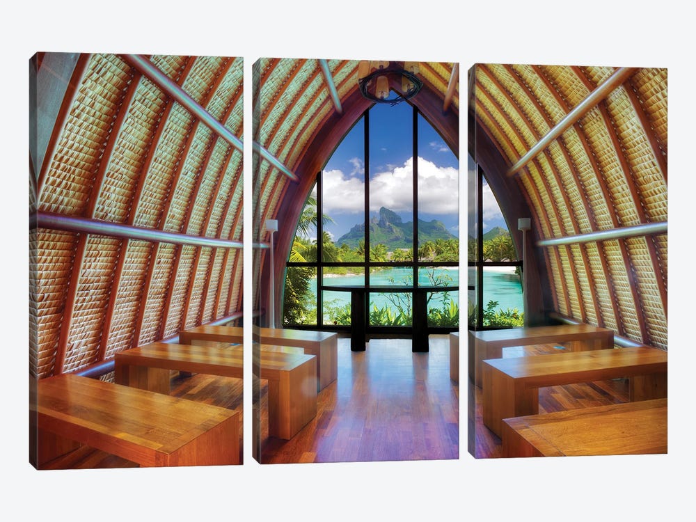 Bora Bora Church by Dennis Frates 3-piece Canvas Artwork