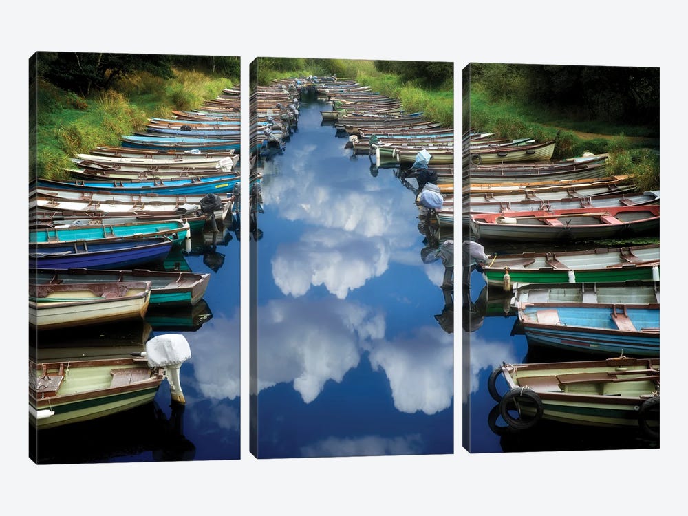 Boat Reflections by Dennis Frates 3-piece Canvas Wall Art