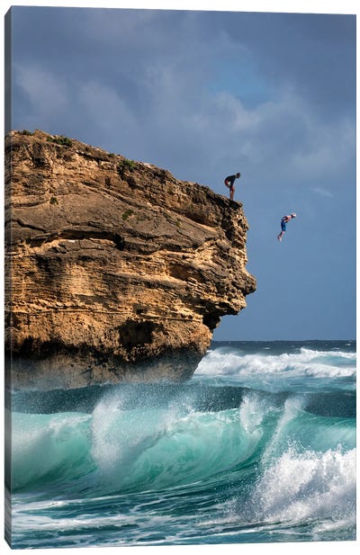 Cliff Jumping Canvas Art Print - Action Shot Photography