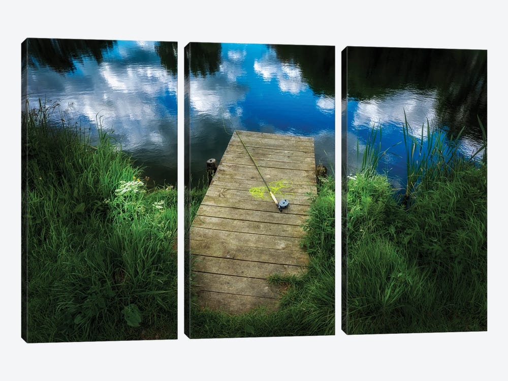 Rod And Pier by Dennis Frates 3-piece Canvas Print
