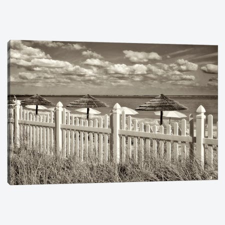 Fence And Umbrellas Canvas Print #DEN1237} by Dennis Frates Canvas Print