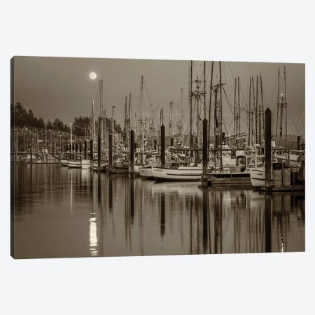 Moonrise And Fishing Boats Canvas Print #DEN1289} by Dennis Frates Art Print