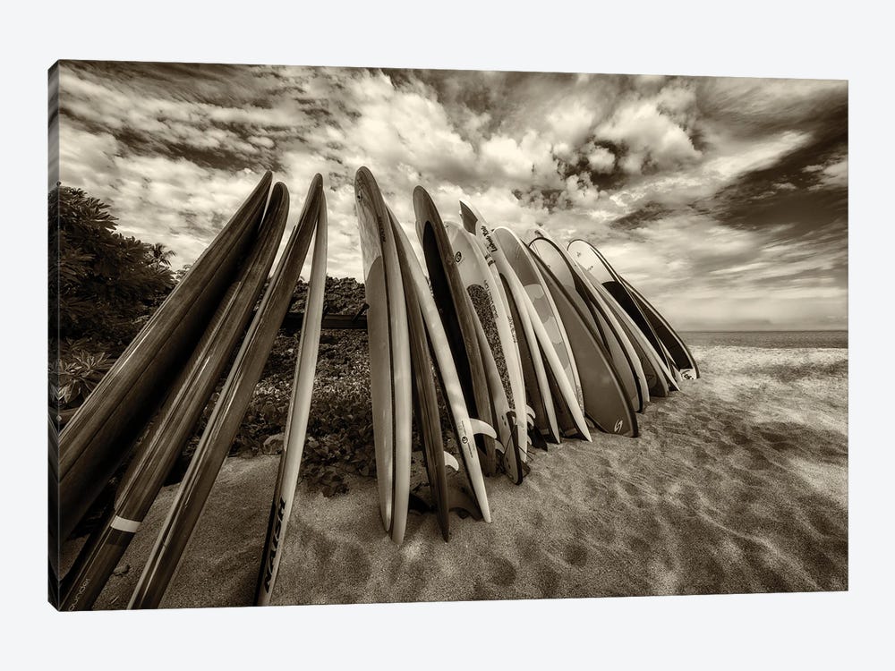 Surfboard Pile by Dennis Frates 1-piece Canvas Art Print