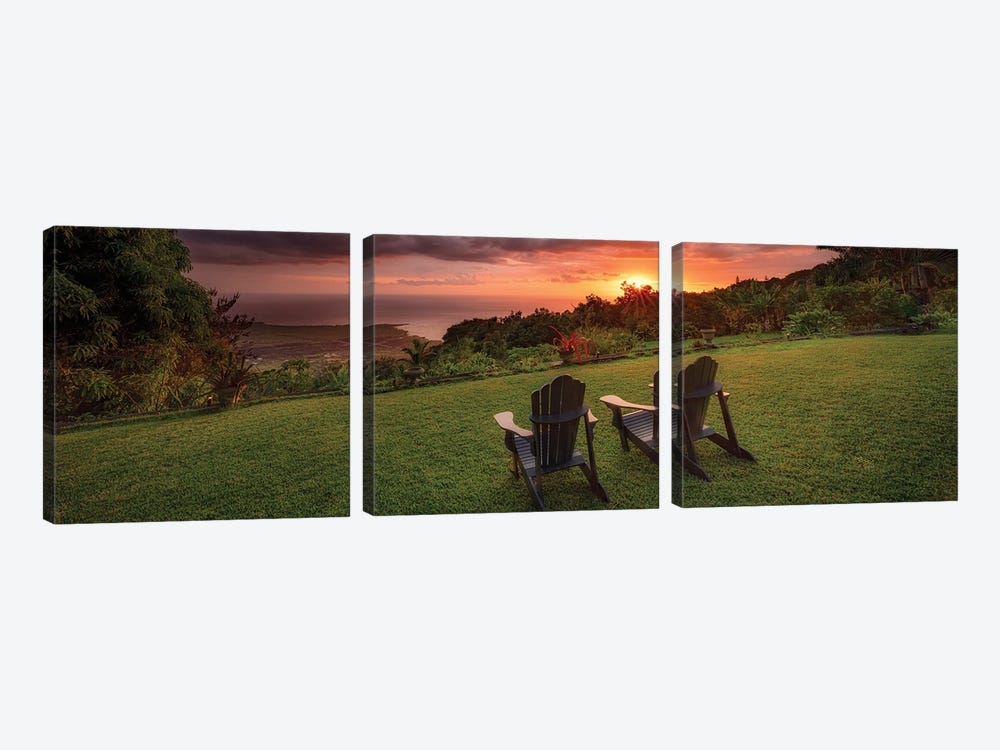 Sunset Chairs by Dennis Frates 3-piece Canvas Print
