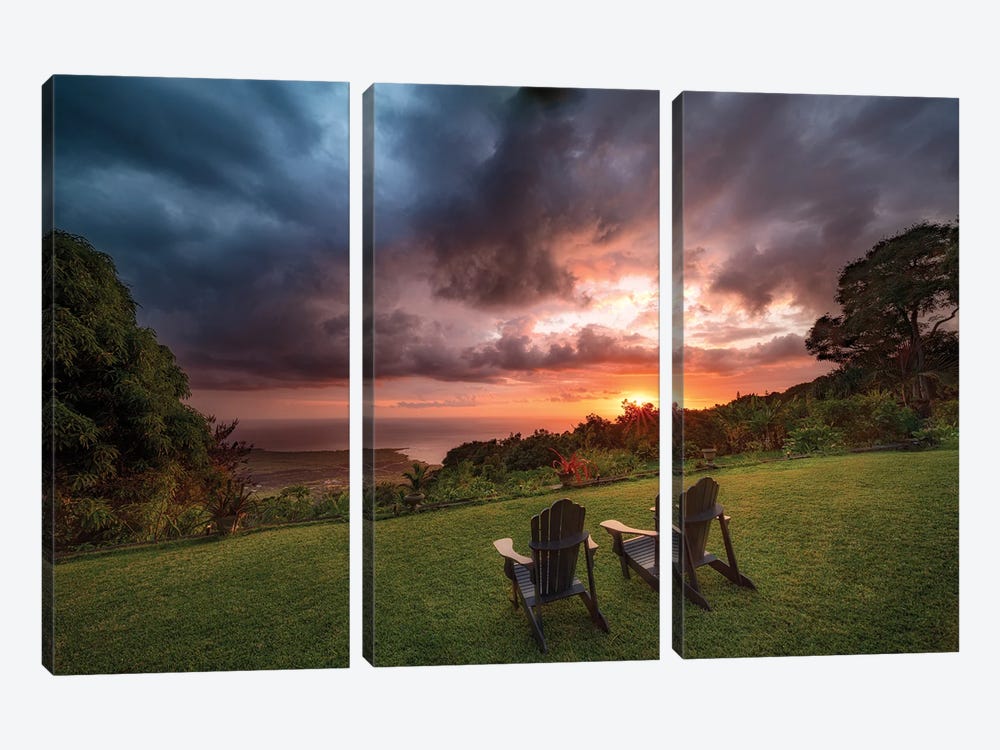 Sunset Chairs V by Dennis Frates 3-piece Canvas Print