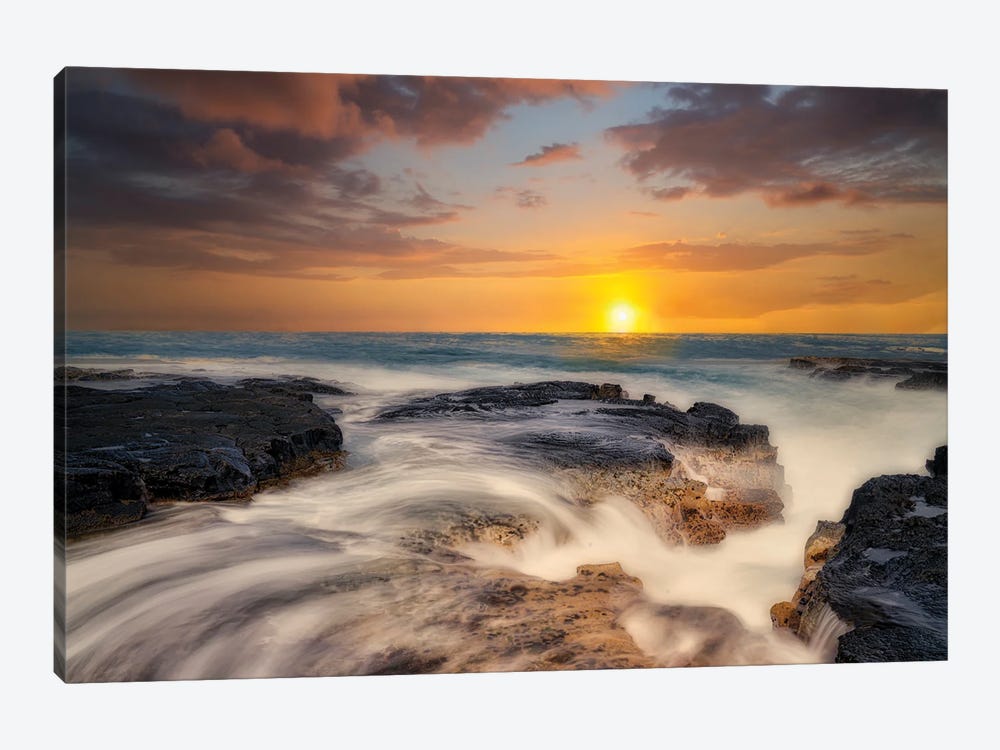Tropical Rocky Sunset by Dennis Frates 1-piece Canvas Artwork