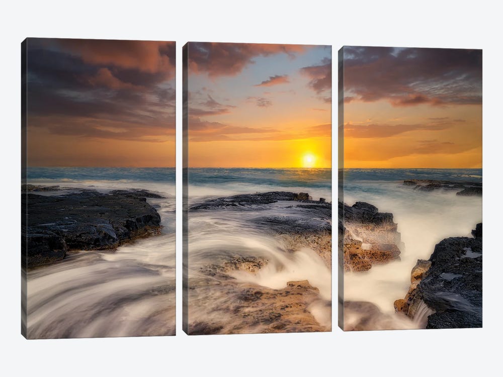 Tropical Rocky Sunset by Dennis Frates 3-piece Canvas Art