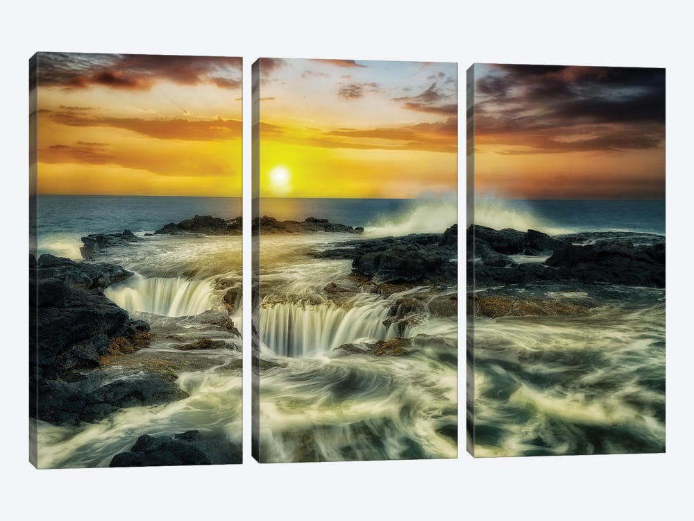 Lava Tube Sunset VII by Dennis Frates 3-piece Canvas Print