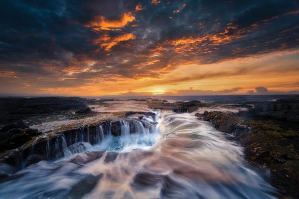 Rocky Beaches: Sunset Ocean IV by Dennis Frates