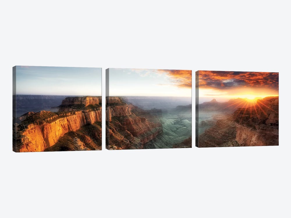 Grand Canyon Sunset VI by Dennis Frates 3-piece Canvas Art Print