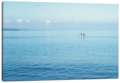 Surfboard Paddling Canvas Art Print - Monochromatic Photography