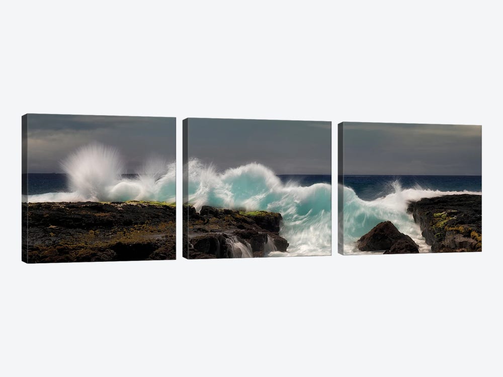 Crashing Waves Pano by Dennis Frates 3-piece Canvas Art Print