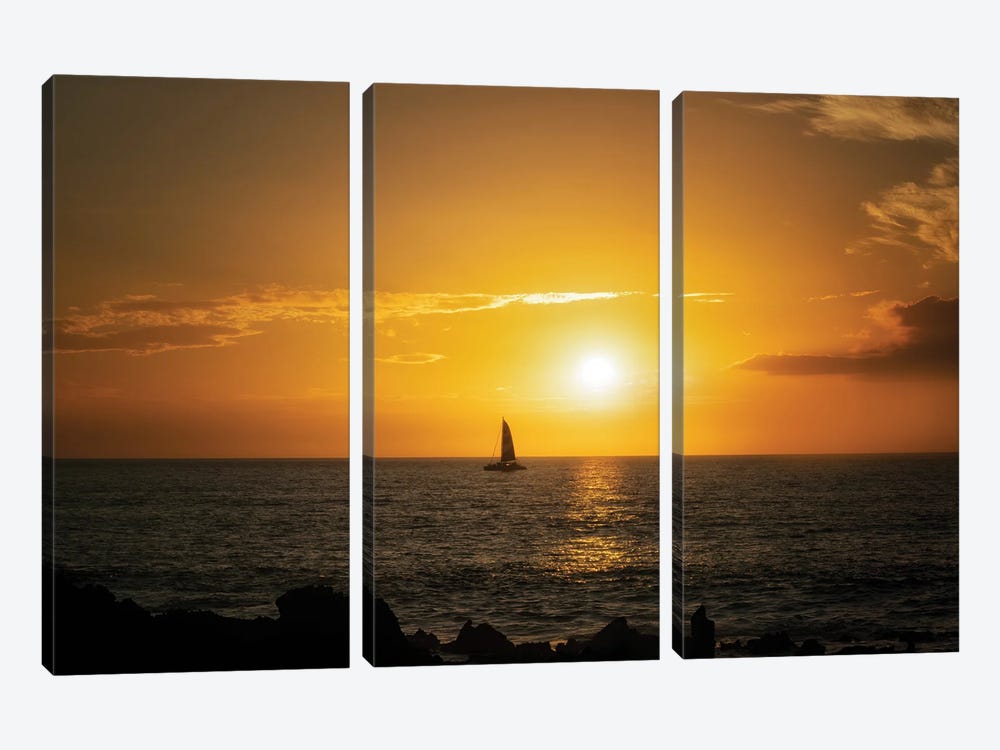 Sailing Sunset IV by Dennis Frates 3-piece Canvas Wall Art