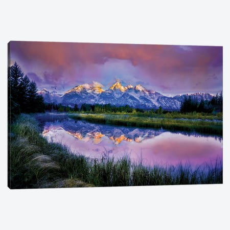 Teton Sunrise Reflection Canvas Print #DEN1695} by Dennis Frates Art Print