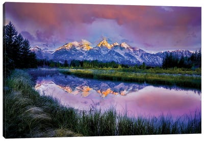 Teton Sunrise Reflection Canvas Art Print - Rocky Mountain Art