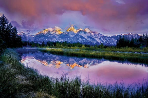 Teton Range: Teton Sunrise Reflection by Dennis Frates