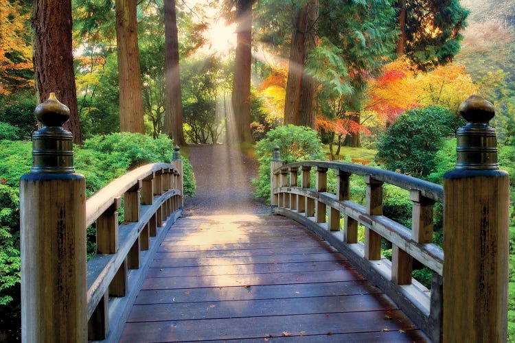 Bridge To Garden by Dennis Frates wall art