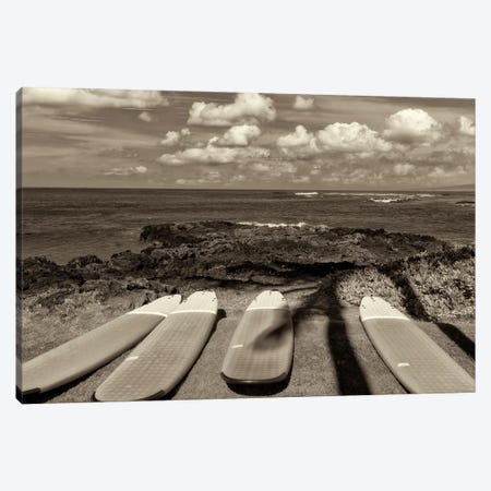 Surf Boards And Ocean Canvas Print #DEN1789} by Dennis Frates Canvas Artwork