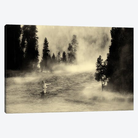 Foggy Fly Fishing Canvas Print #DEN1792} by Dennis Frates Canvas Print