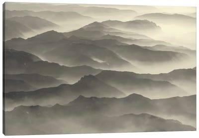Foggy Mountains Canvas Art Print - Aerial Photography