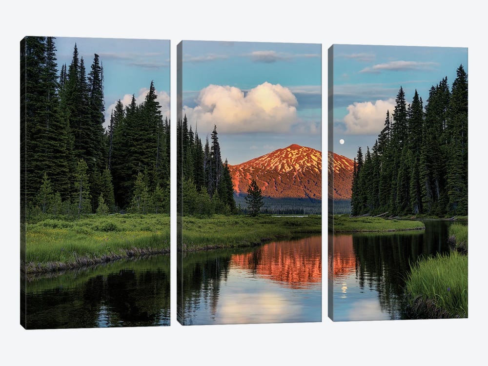 Sunset And Moon by Dennis Frates 3-piece Canvas Wall Art