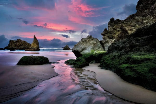 Rocky Beaches: Bandon Sunset by Dennis Frates