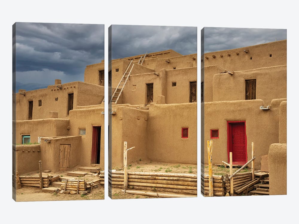 Taos Pueblo II by Dennis Frates 3-piece Canvas Print