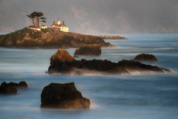 Islands: Evening Mist And Lighthouse by Dennis Frates