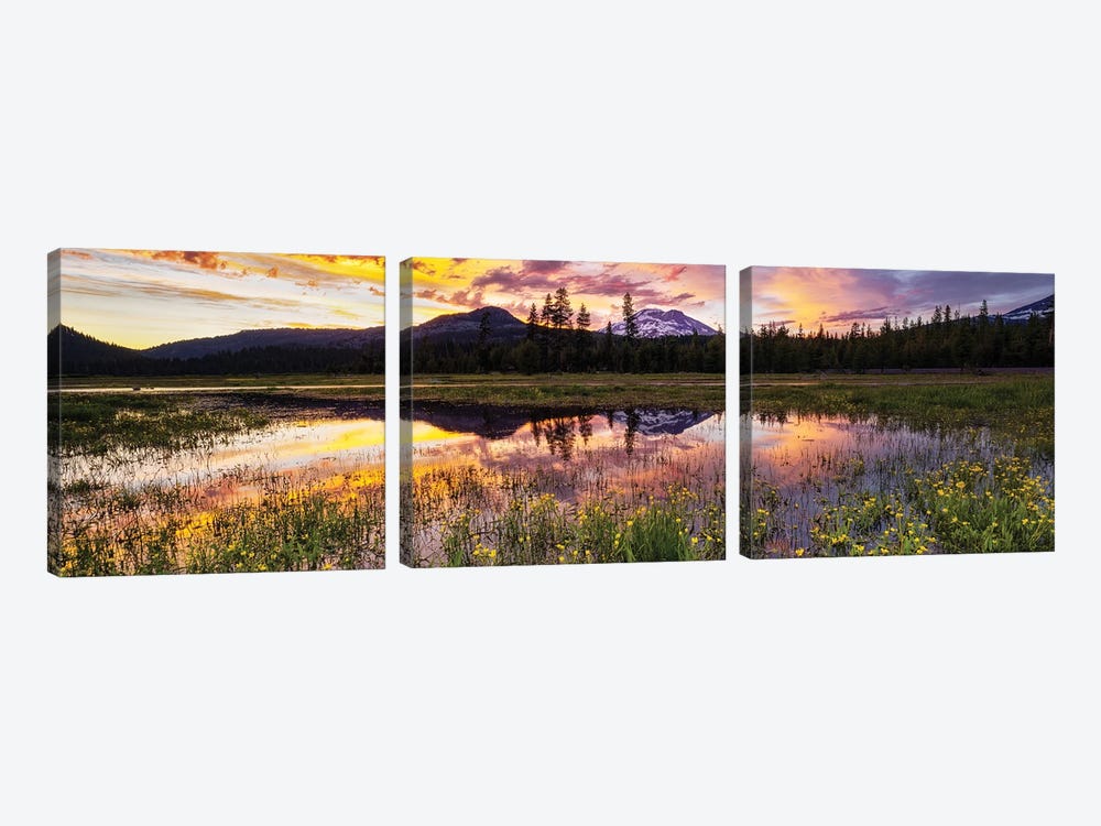 South Sister Panoramic by Dennis Frates 3-piece Canvas Print